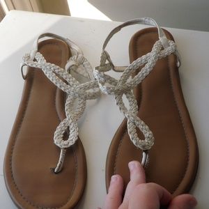 White Braided Thong Sandals